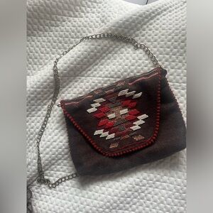 Anthropologie Aphorism brown beaded wool bag